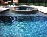Raised custom spa with lights